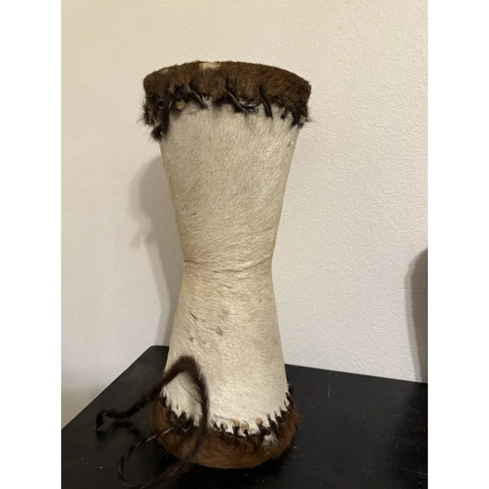 African Dual Ended‎ Congo Hand Drum Goat Fur 21